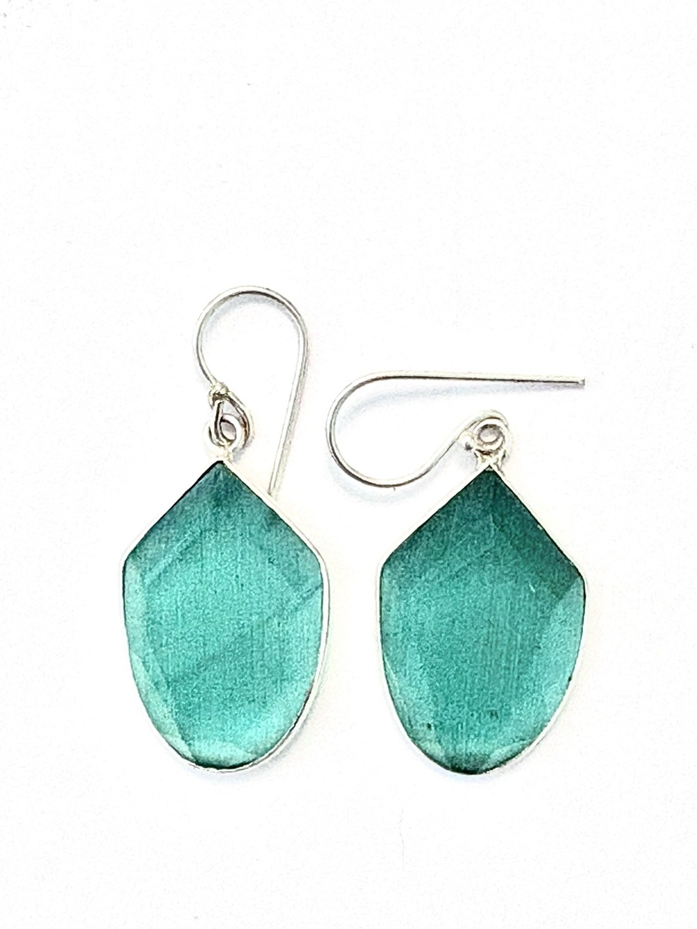 Beautiful, 1 1/2 inch, faceted, Cats Eye gemstone earrings.